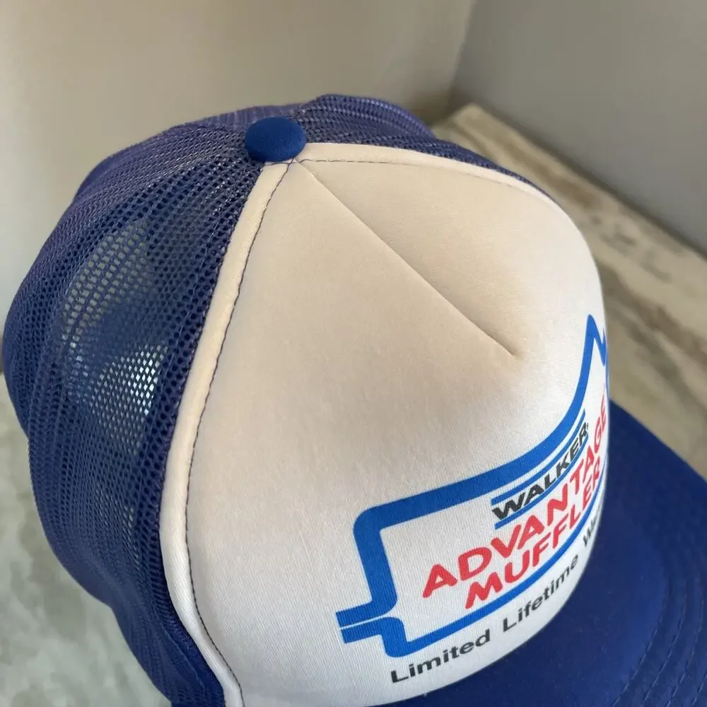 Vtg Walker Advantage Muffler Snapback Mesh Trucker Hat Cap 1980s Automotive Rare